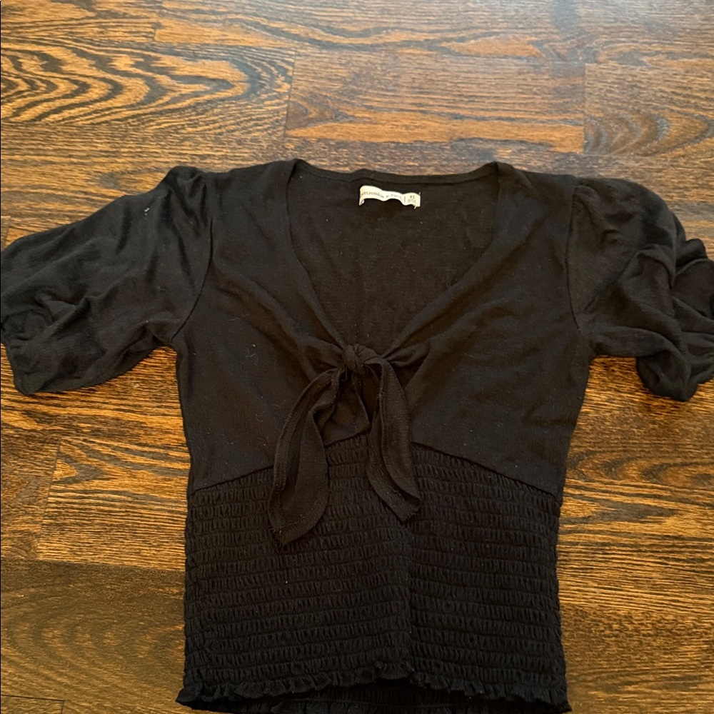 Abercrombie & Fitch Black Tie-Front Blouse
